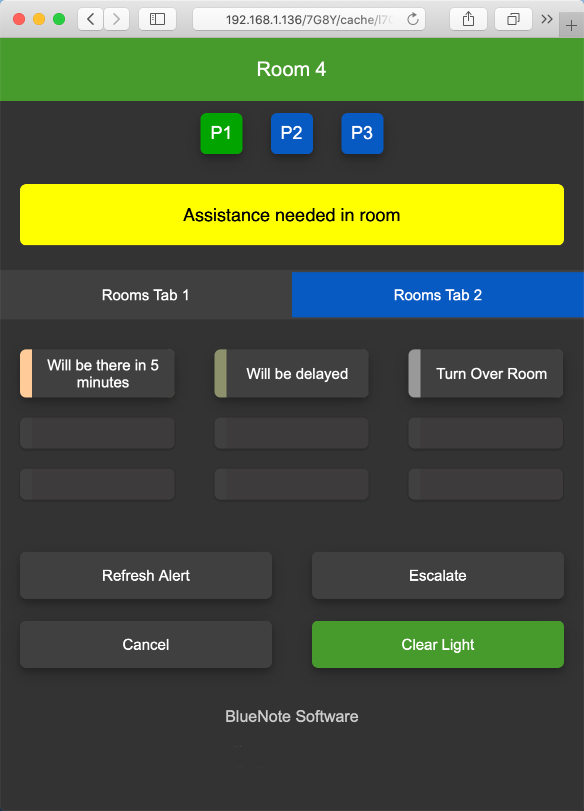 BlueNote Remote Light Actions for Room 4